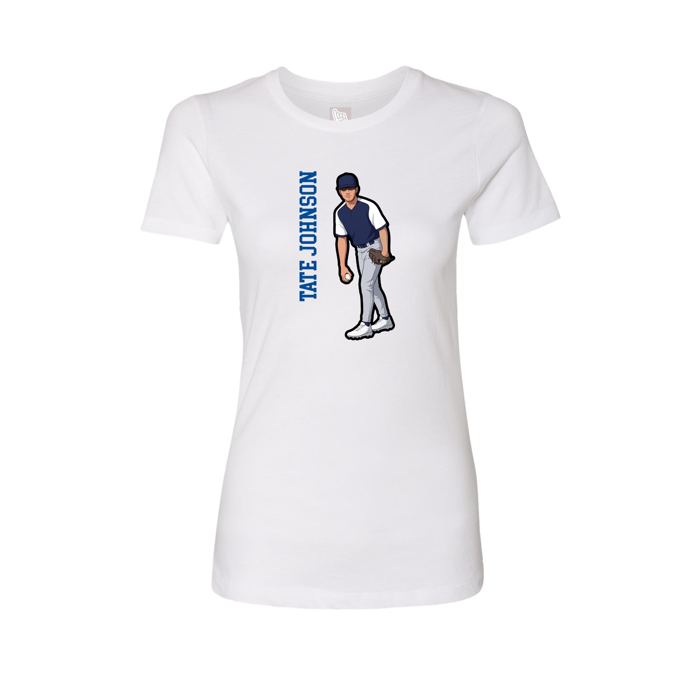 Fitted Women's Tee — Name Vertical in White