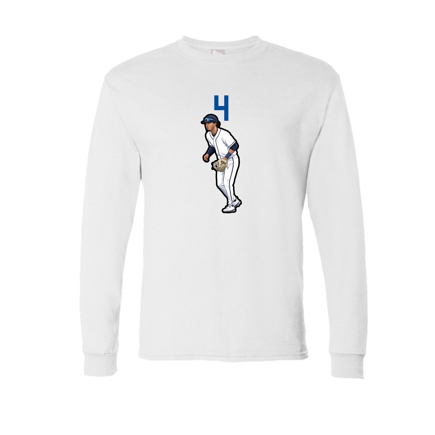Long Sleeve Tee — Number Top in White