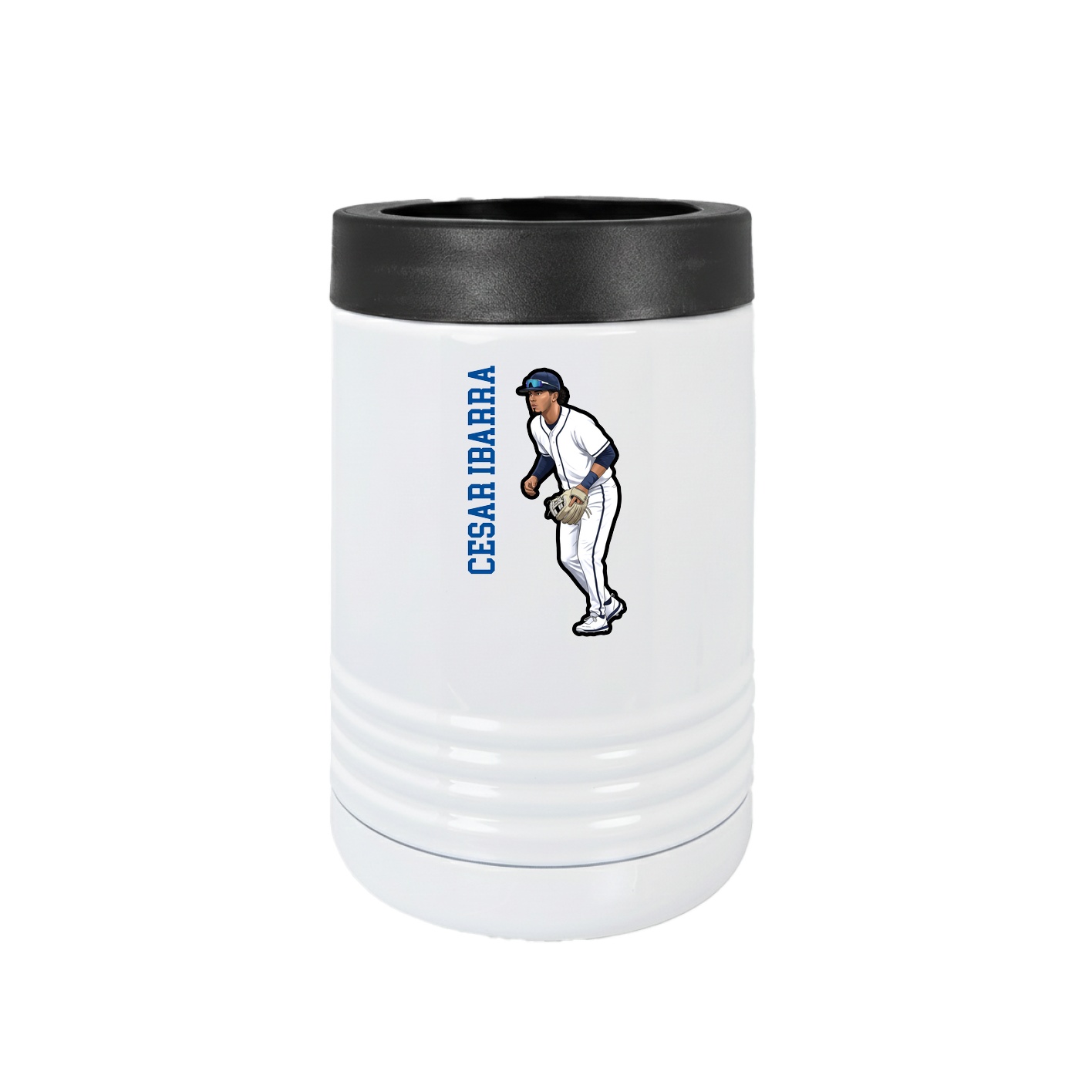 Beverage Holder — Name Vertical in White