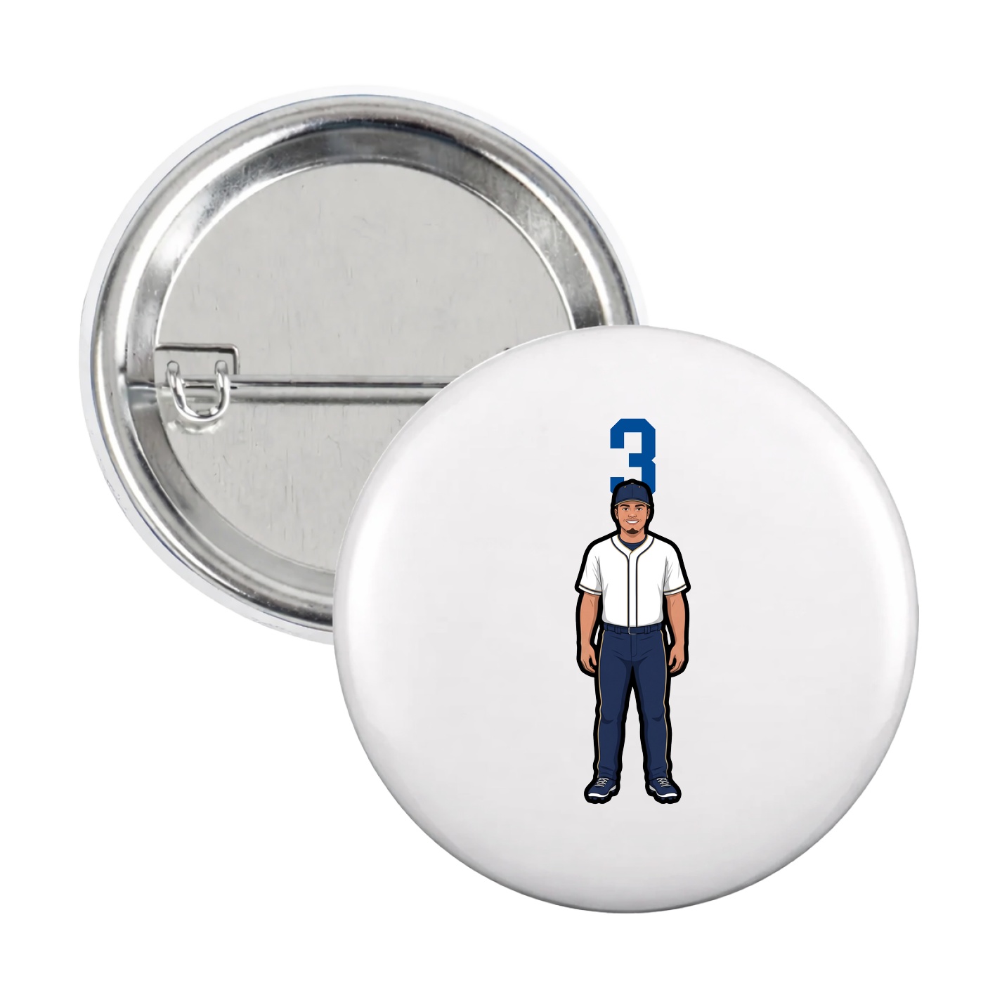 Game Day Button — Number Top in White