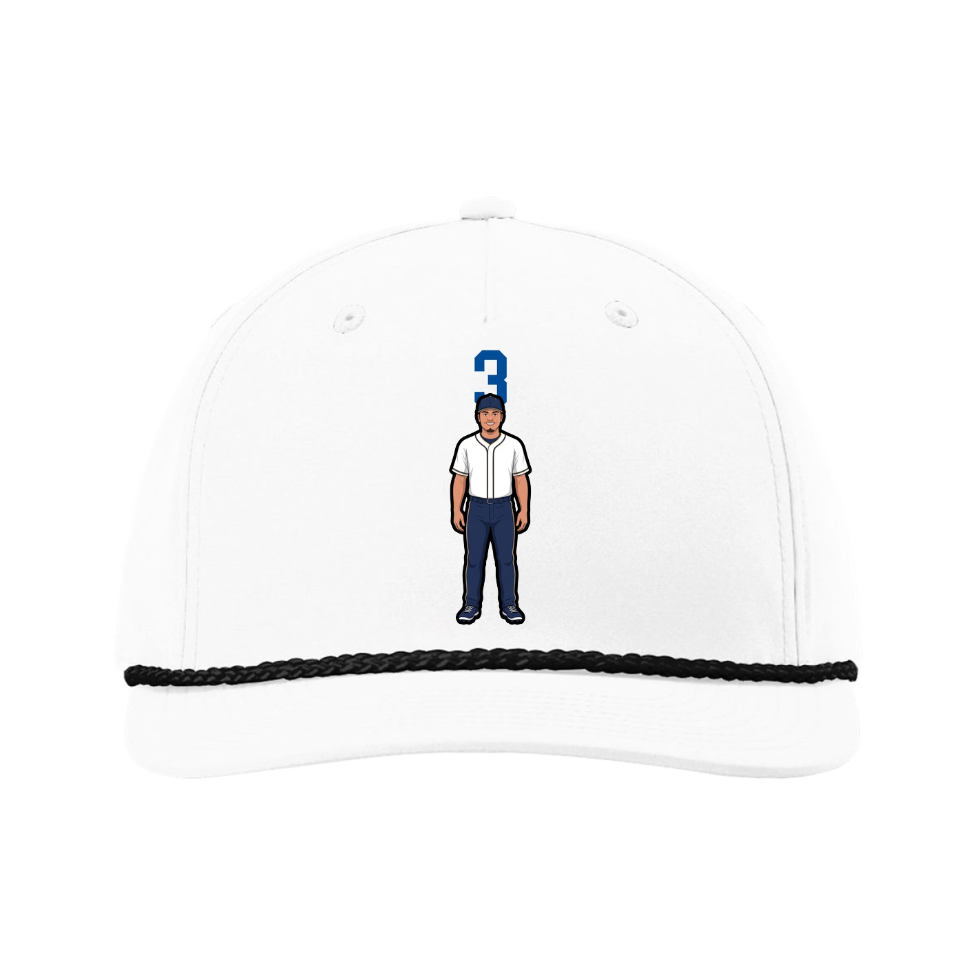 Five-Panel Classic Rope Cap — Number Top in White