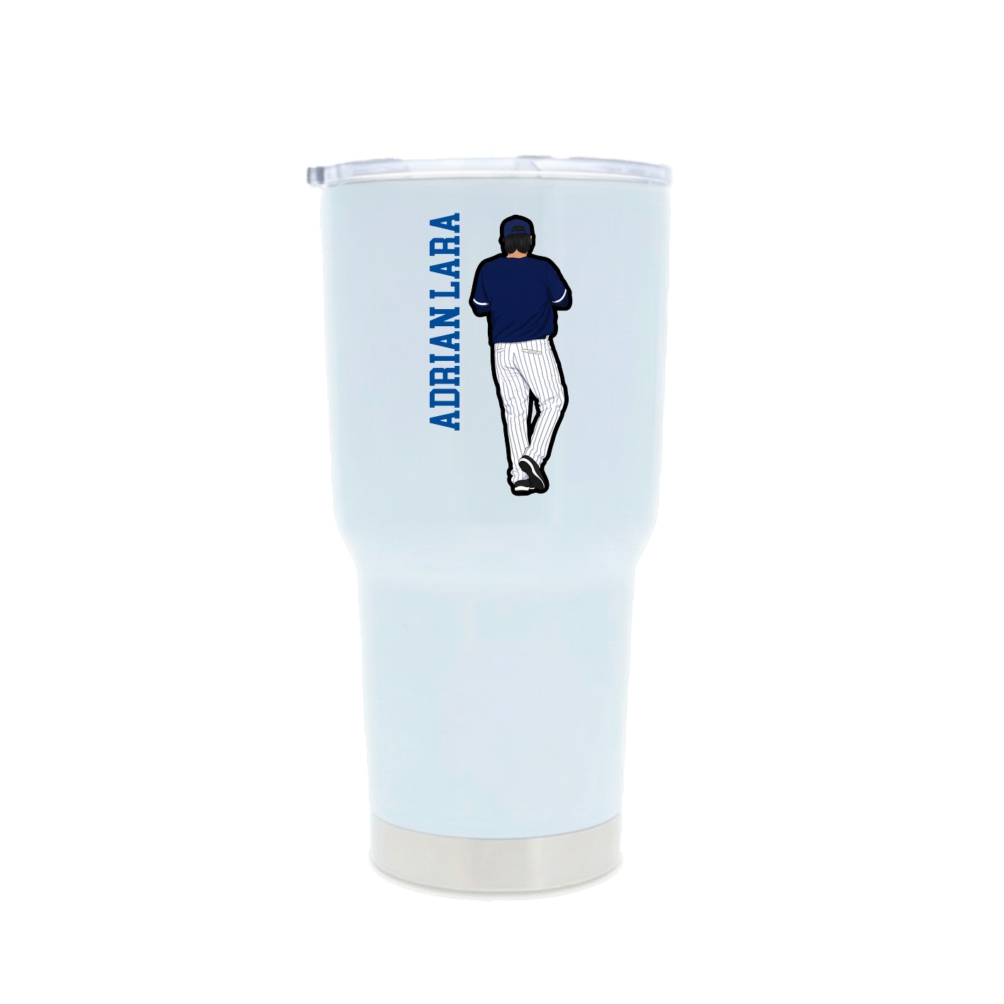 30oz Stainless Steel Tumbler — Name Vertical in White