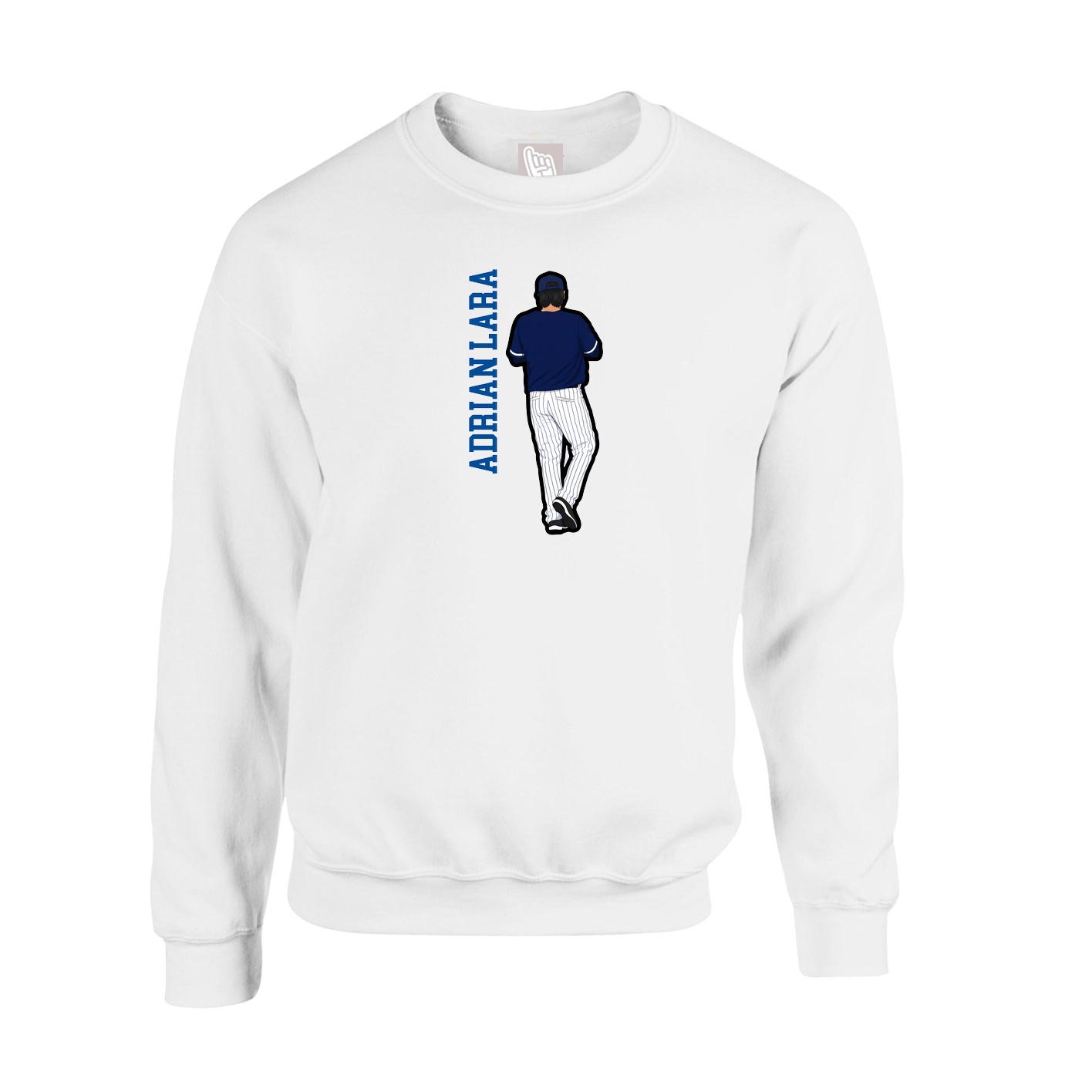 Fleece Crew — Name Vertical in White
