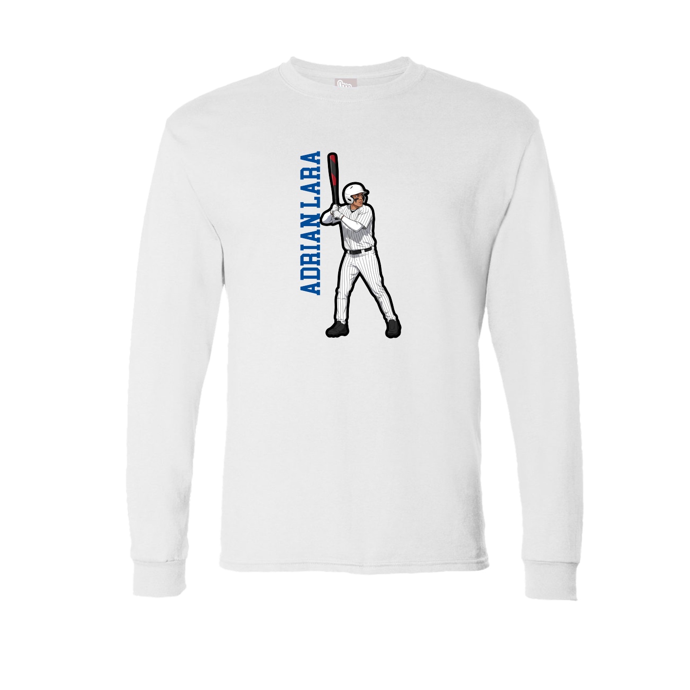 Long Sleeve Tee — Name Vertical in White