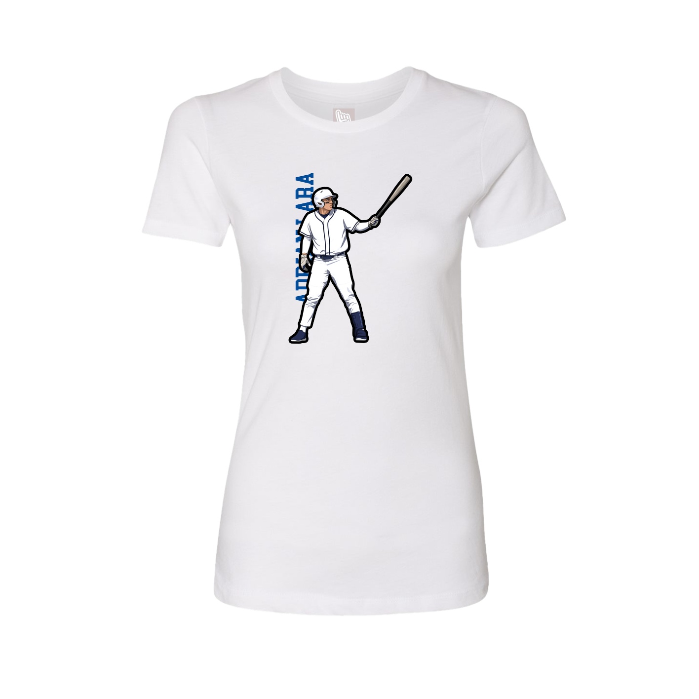 Fitted Women's Tee — Name Vertical in White