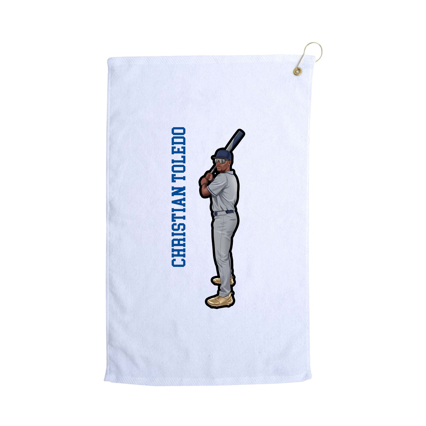 Golf Towel — Name Vertical in White
