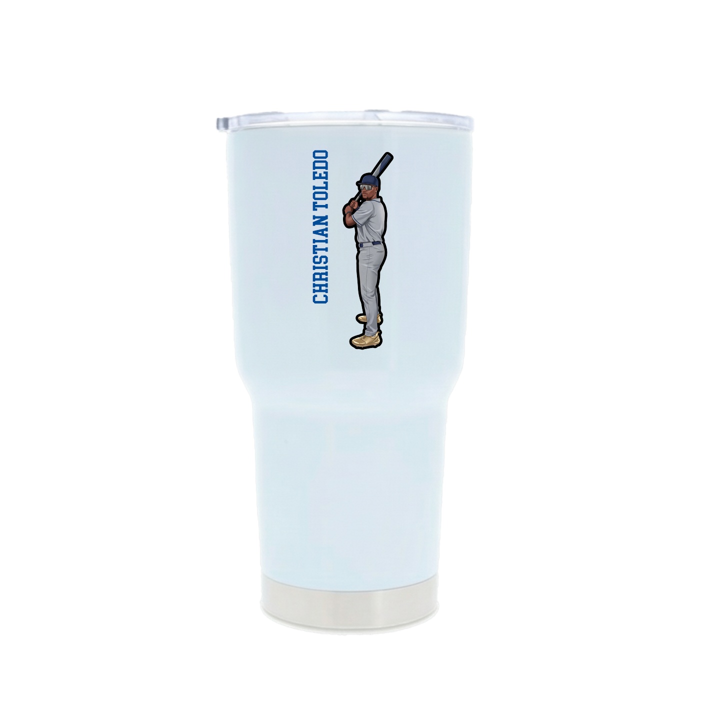 30oz Stainless Steel Tumbler — Name Vertical in White