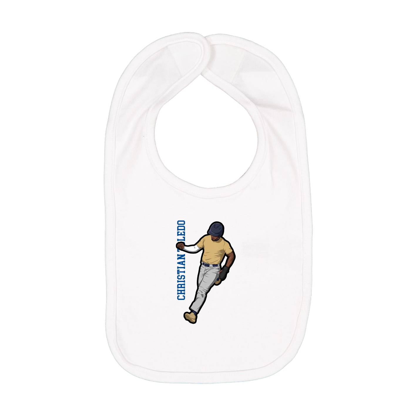 Infant Bib — Name Vertical in White