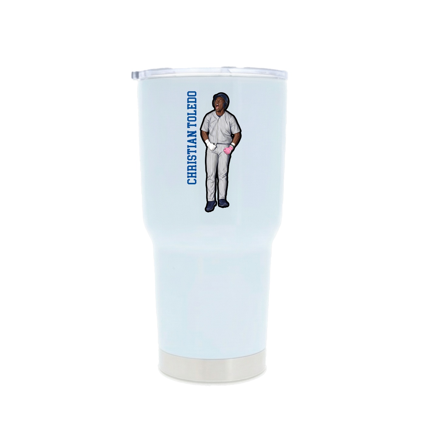 30oz Stainless Steel Tumbler — Name Vertical in White