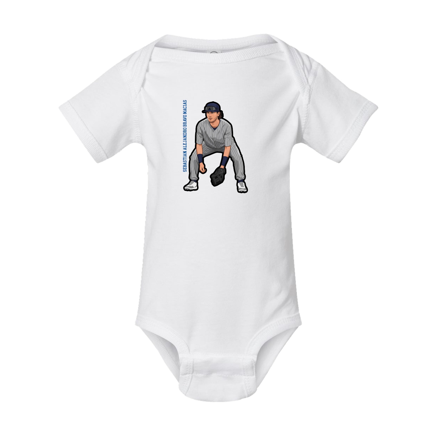 Baby Onesie — Name Vertical in White