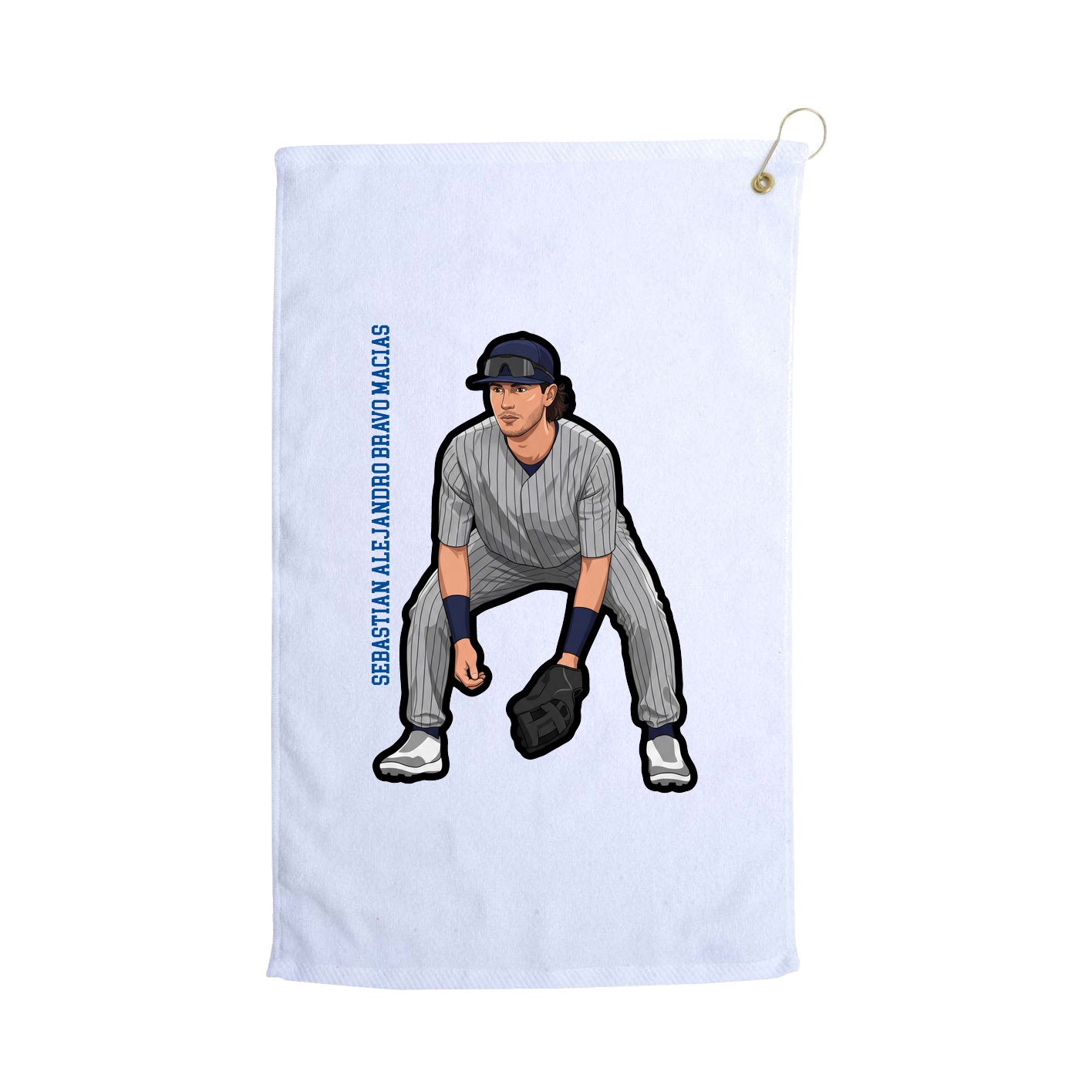 Golf Towel — Name Vertical in White