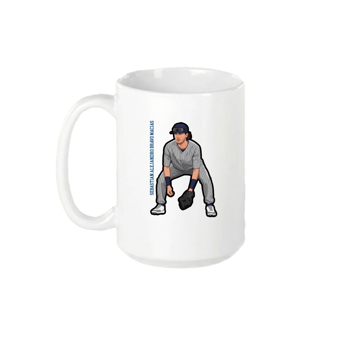 15oz Coffee Mug — Name Vertical in White