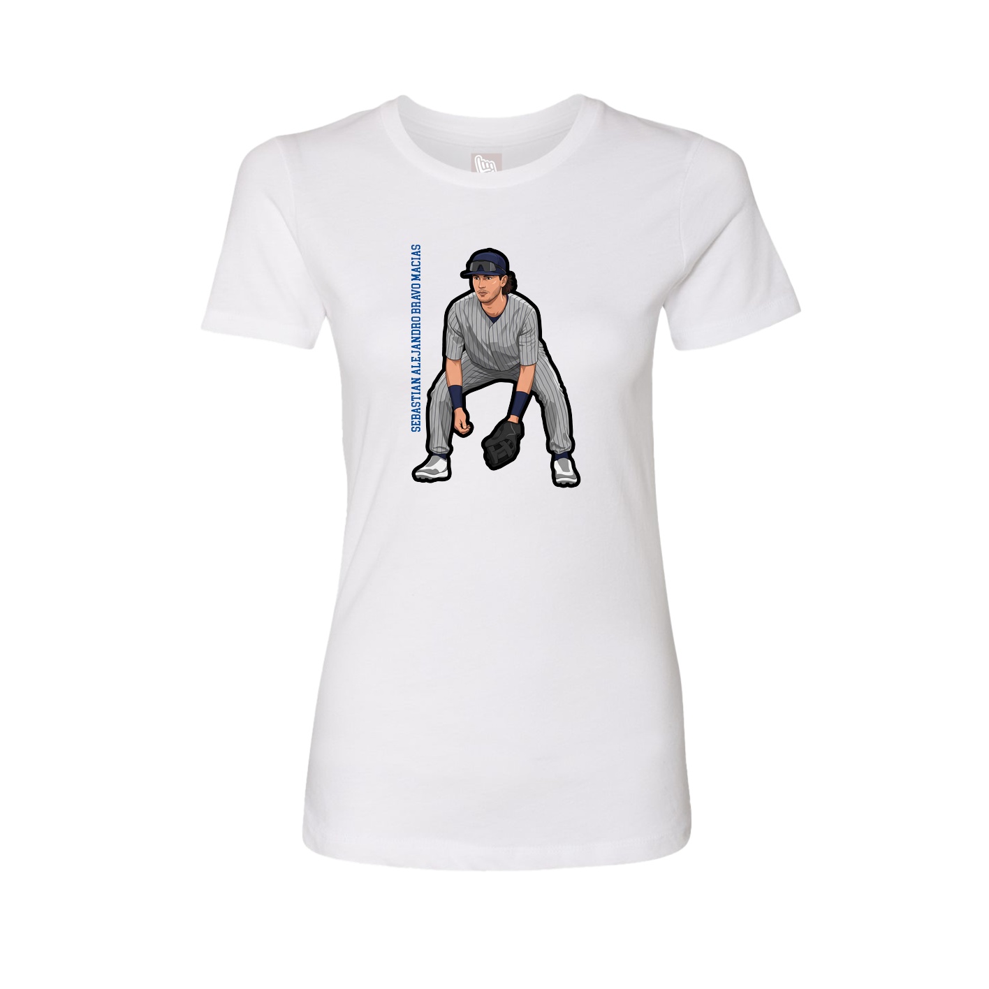Fitted Women's Tee — Name Vertical in White