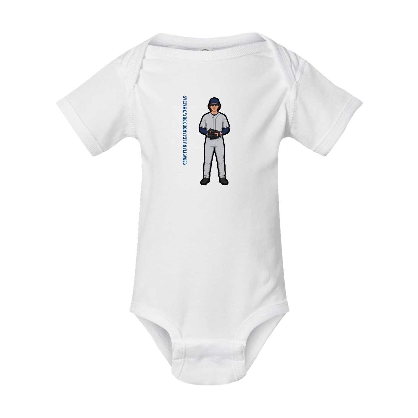 Baby Onesie — Name Vertical in White