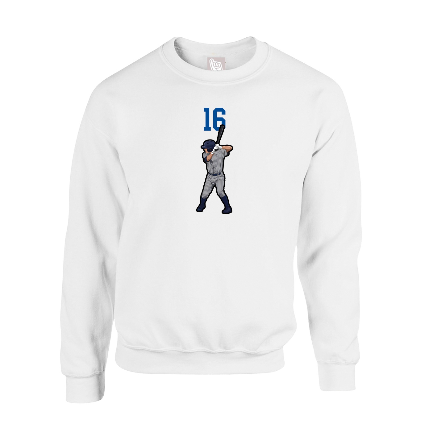 Fleece Crew — Number Top in White