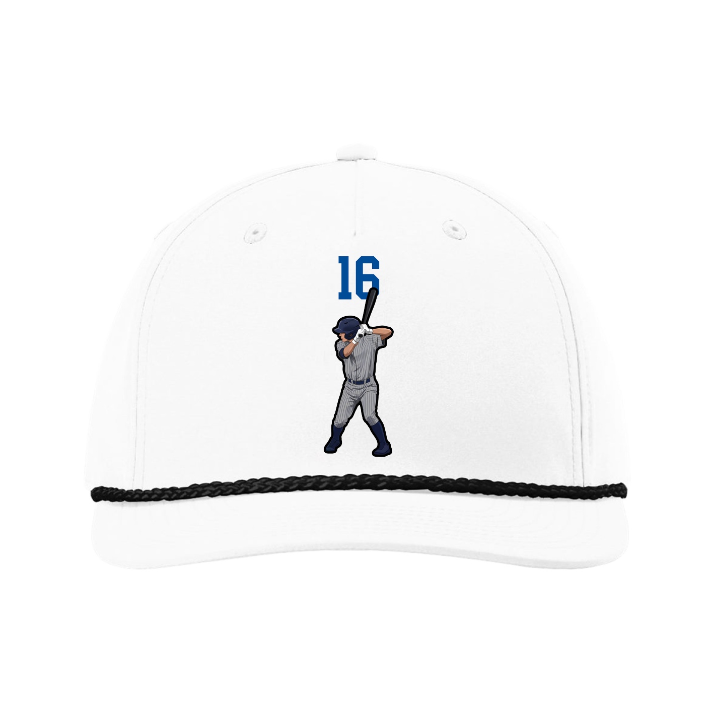 Five-Panel Classic Rope Cap — Number Top in White