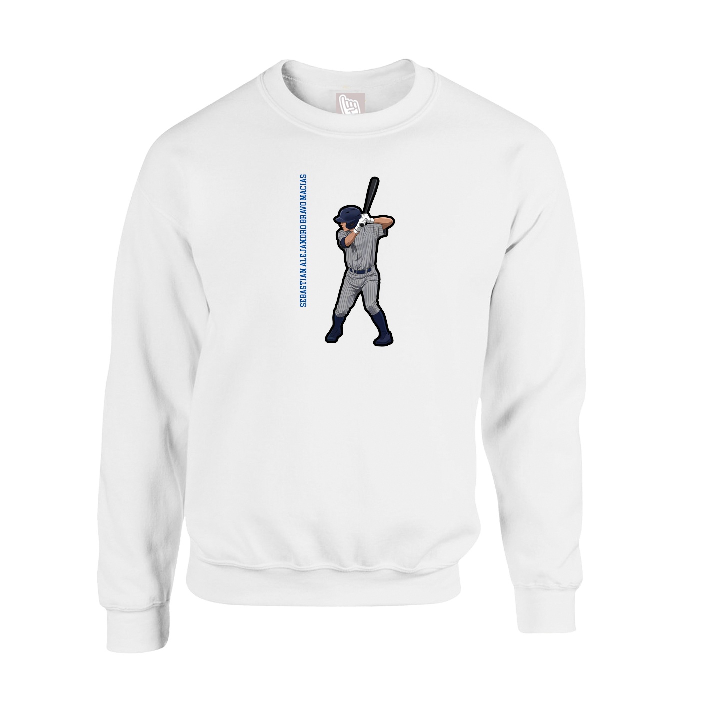 Fleece Crew — Name Vertical in White