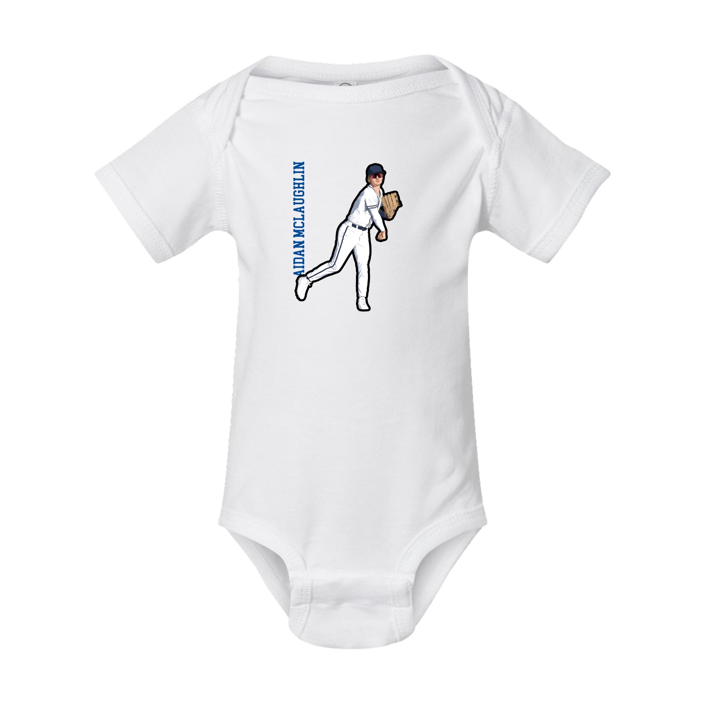 Baby Onesie — Name Vertical in White
