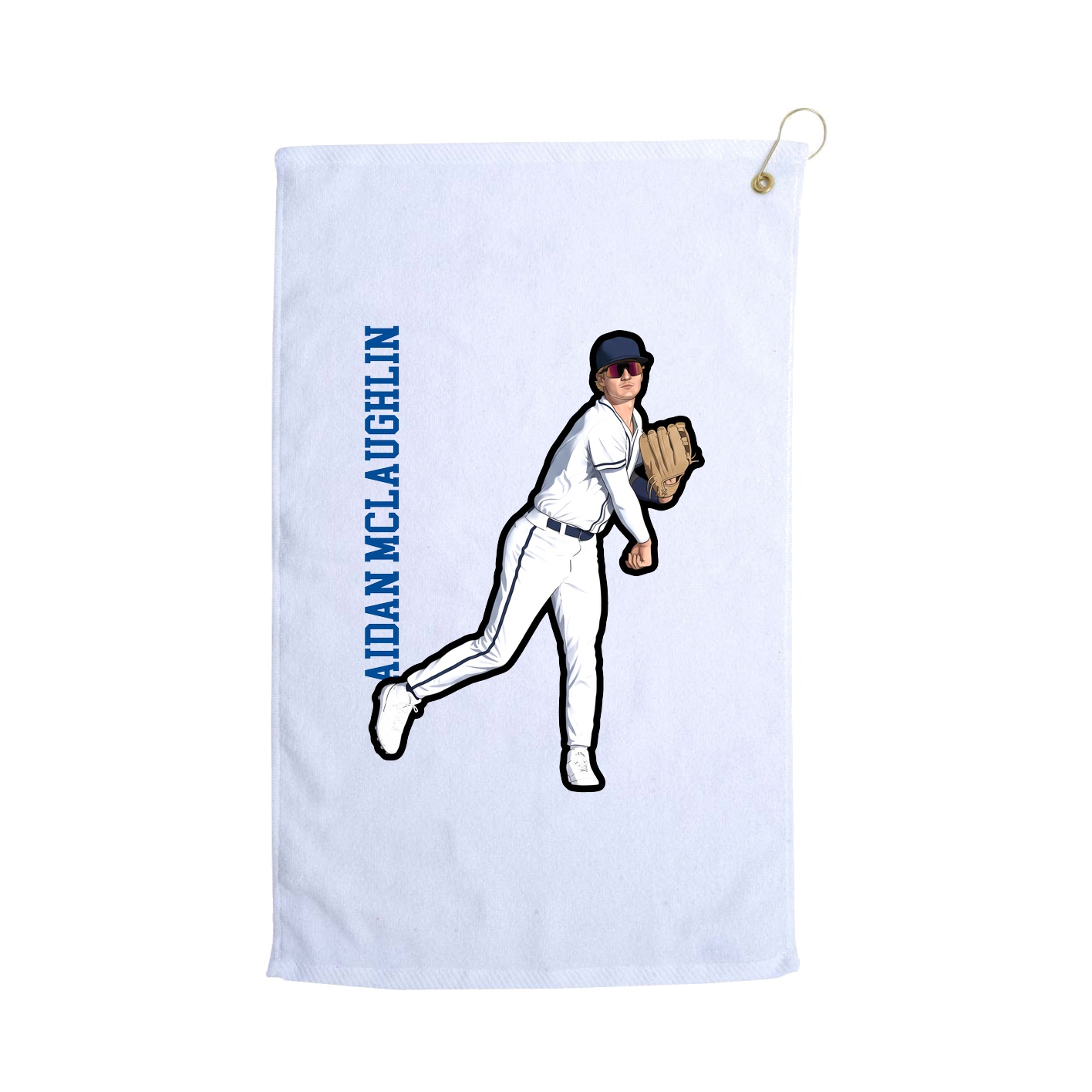 Golf Towel — Name Vertical in White
