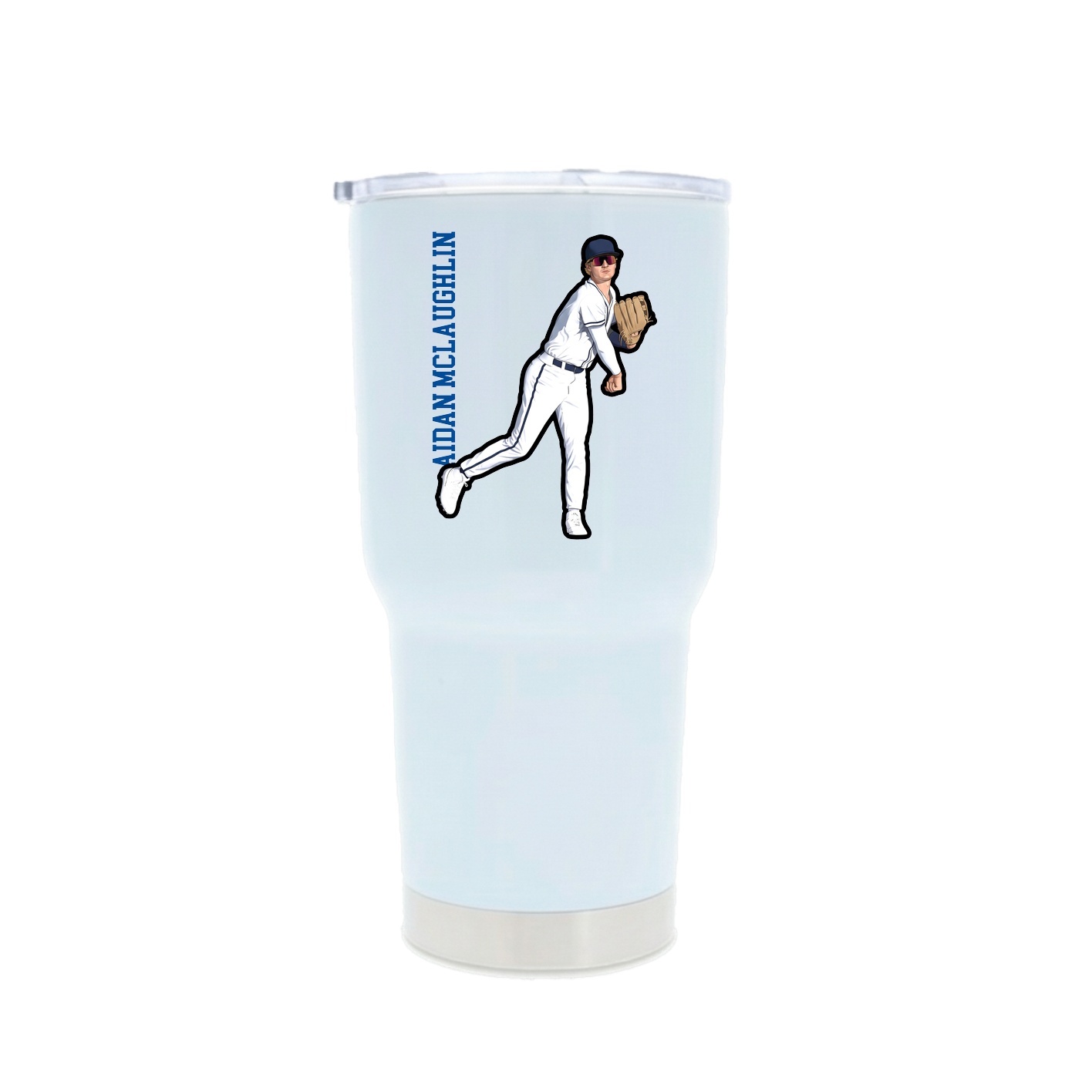 30oz Stainless Steel Tumbler — Name Vertical in White