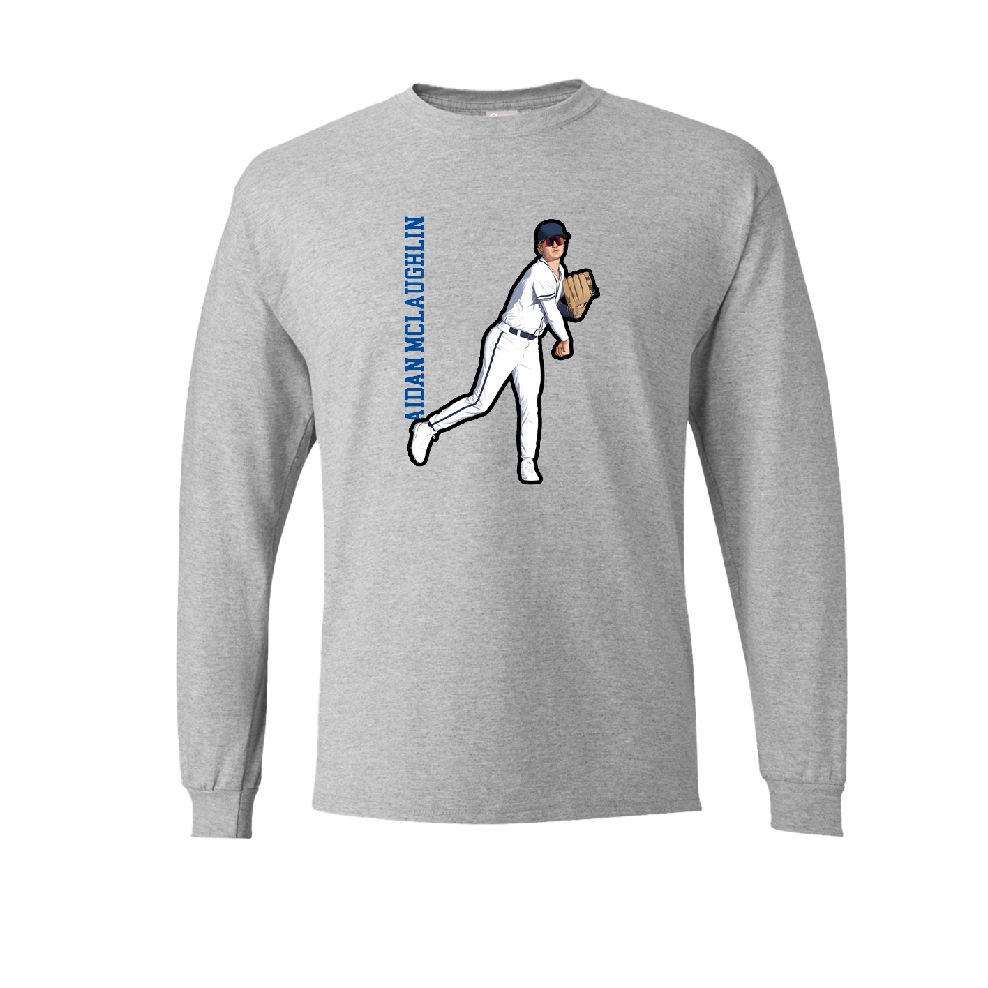 Long Sleeve Tee — Name Vertical in Grey