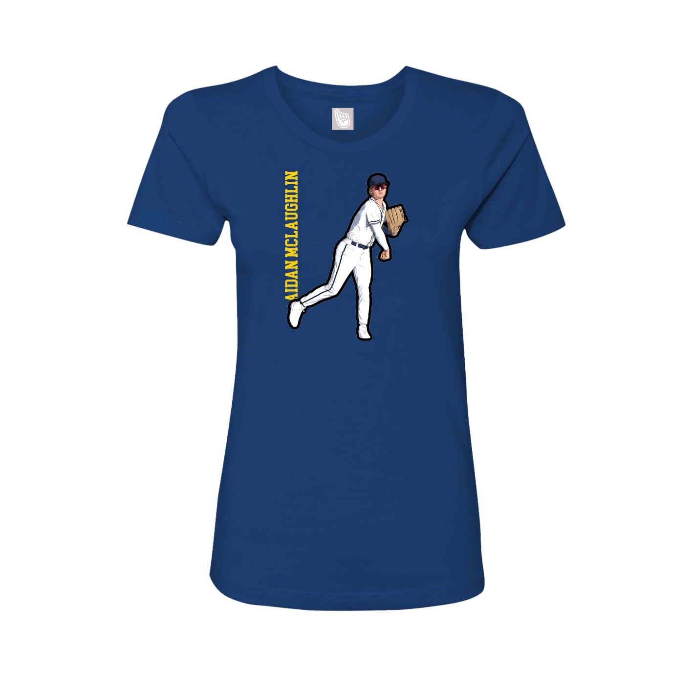 Fitted Women's Tee — Name Vertical in Royal
