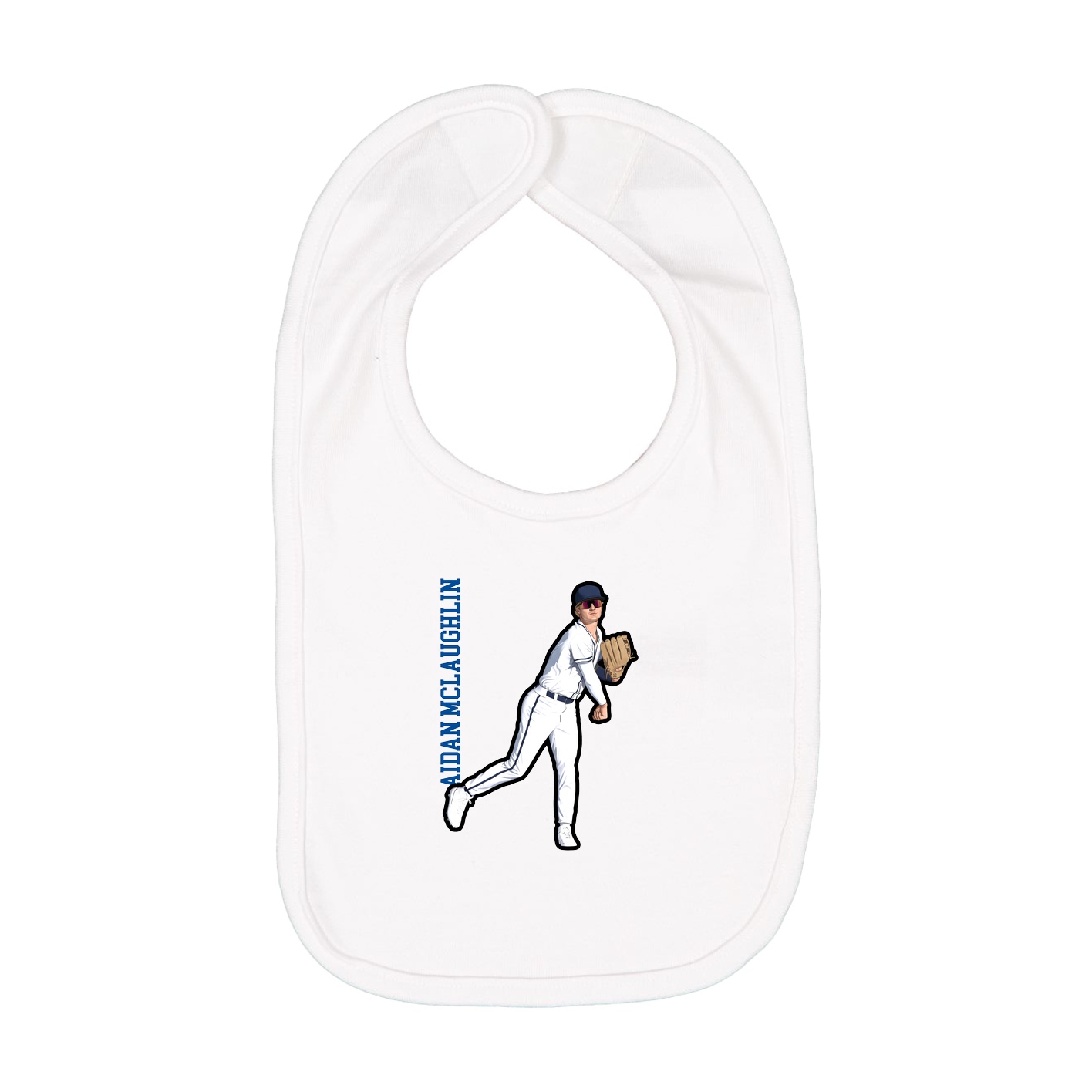 Infant Bib — Name Vertical in White
