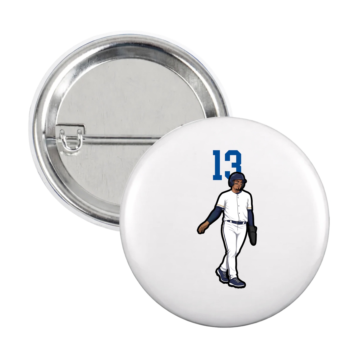 Game Day Button — Number Top in White