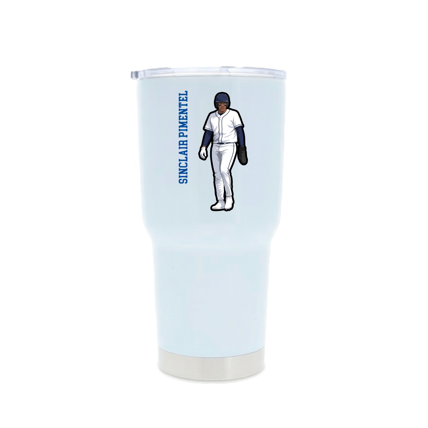 30oz Stainless Steel Tumbler — Name Vertical in White