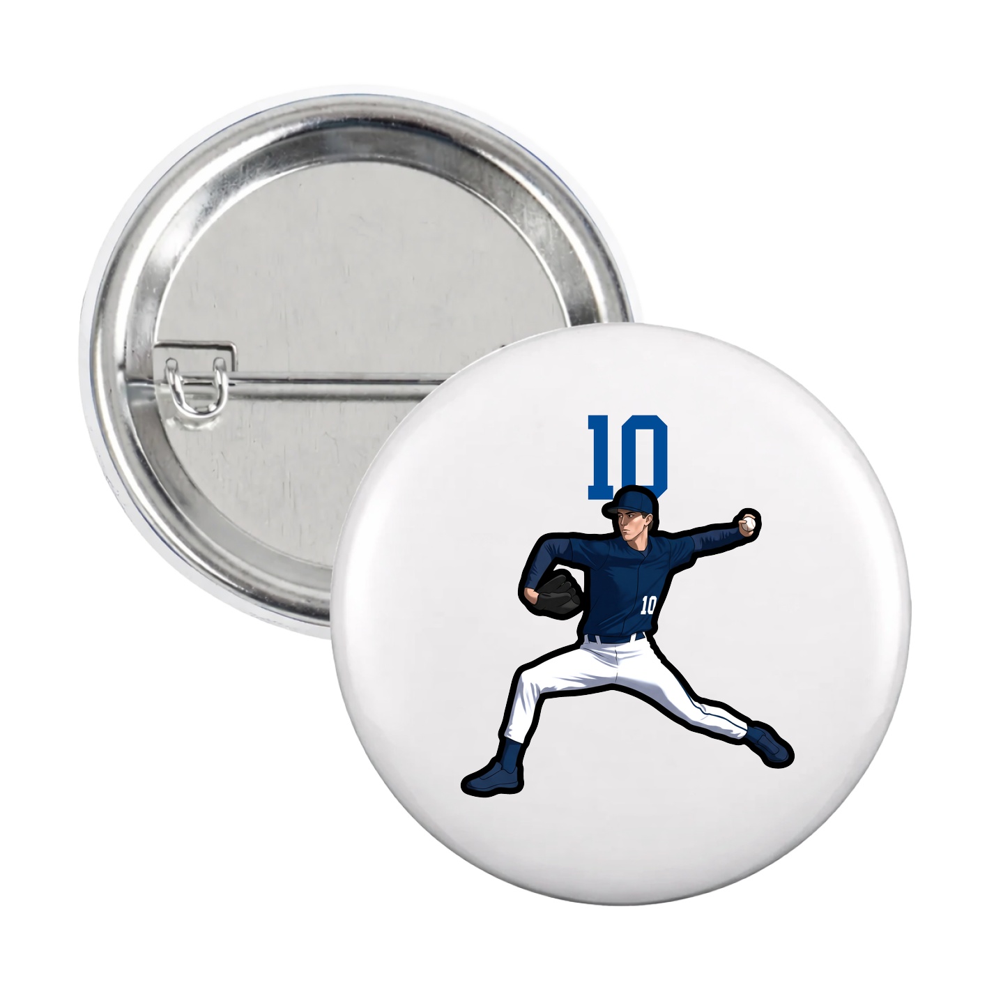Game Day Button — Number Top in White