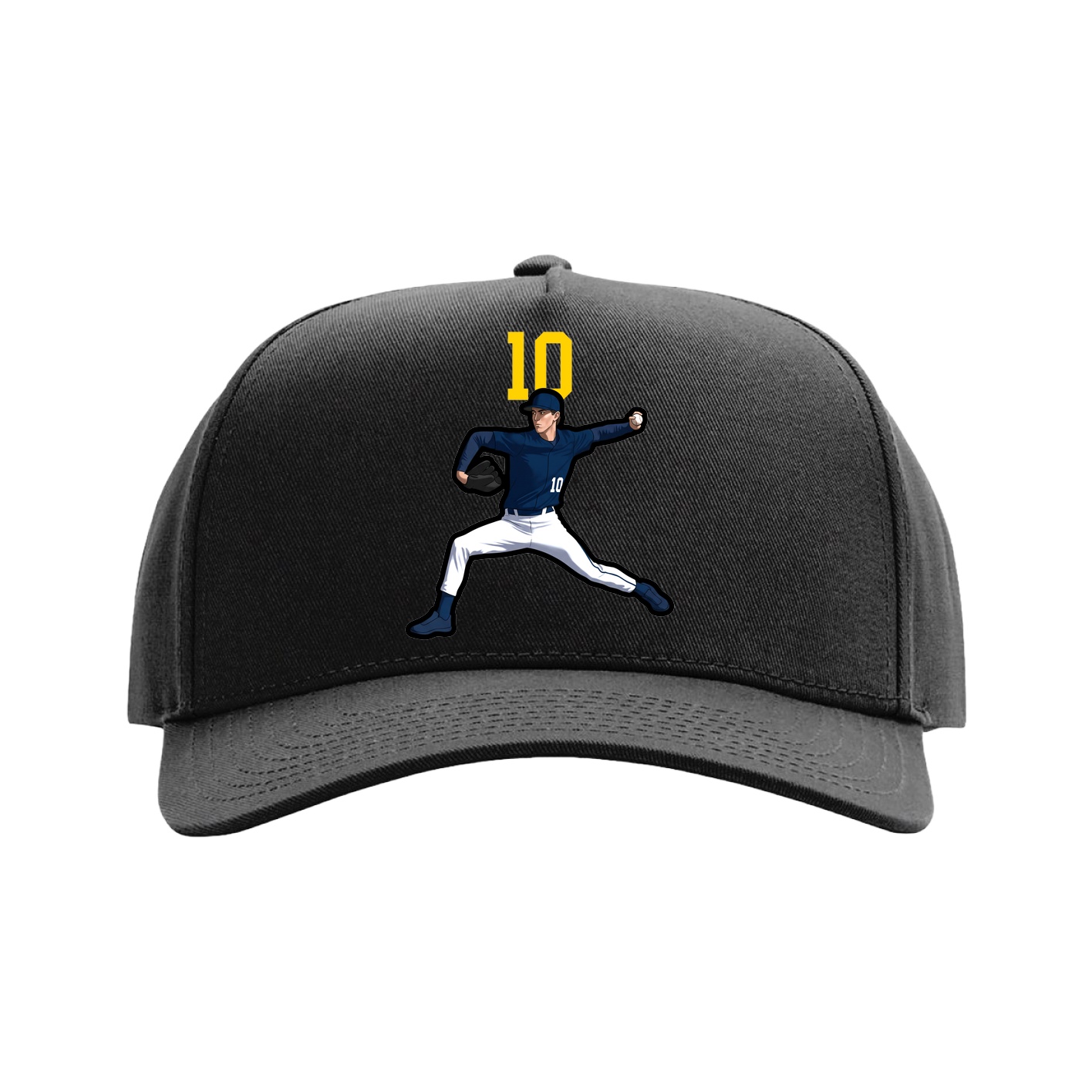 Full Fabric Five-Panel Champ Cap — Number Top in Black