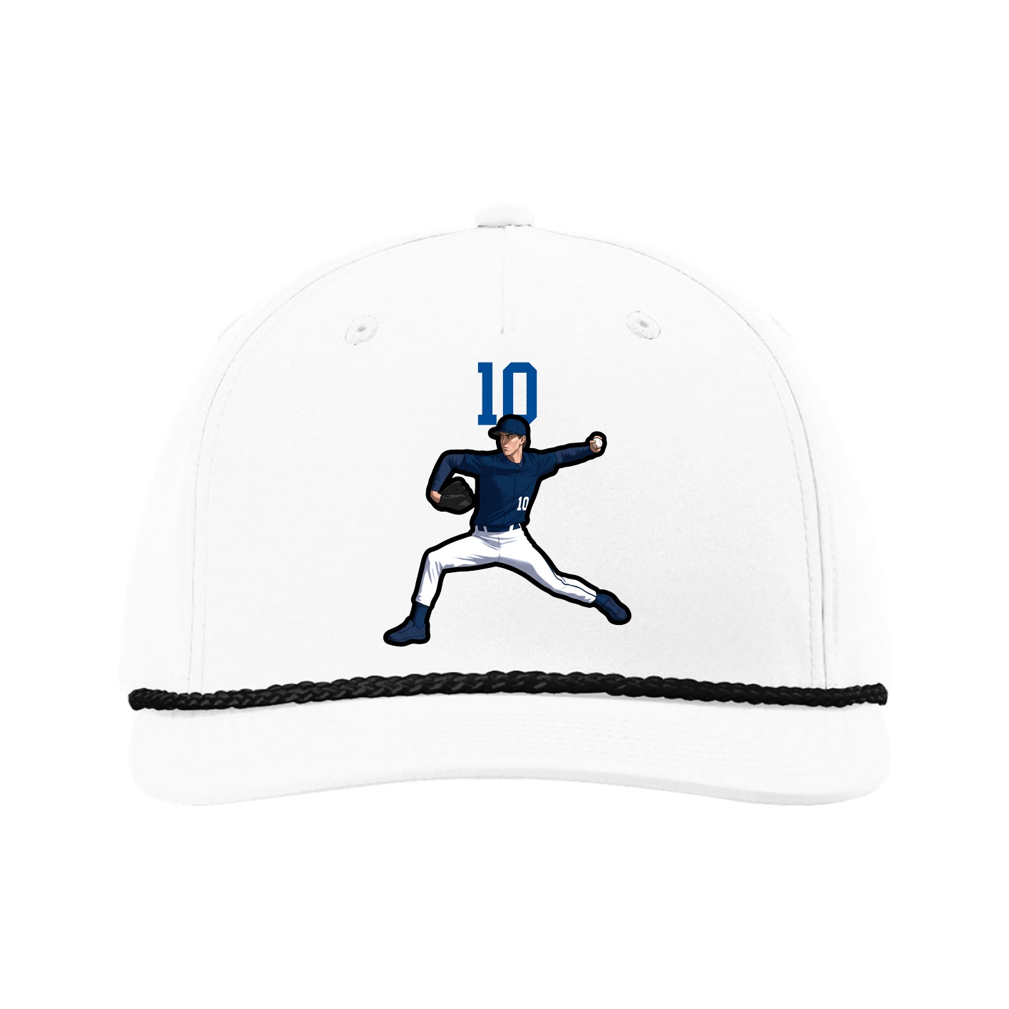 Five-Panel Classic Rope Cap — Number Top in White