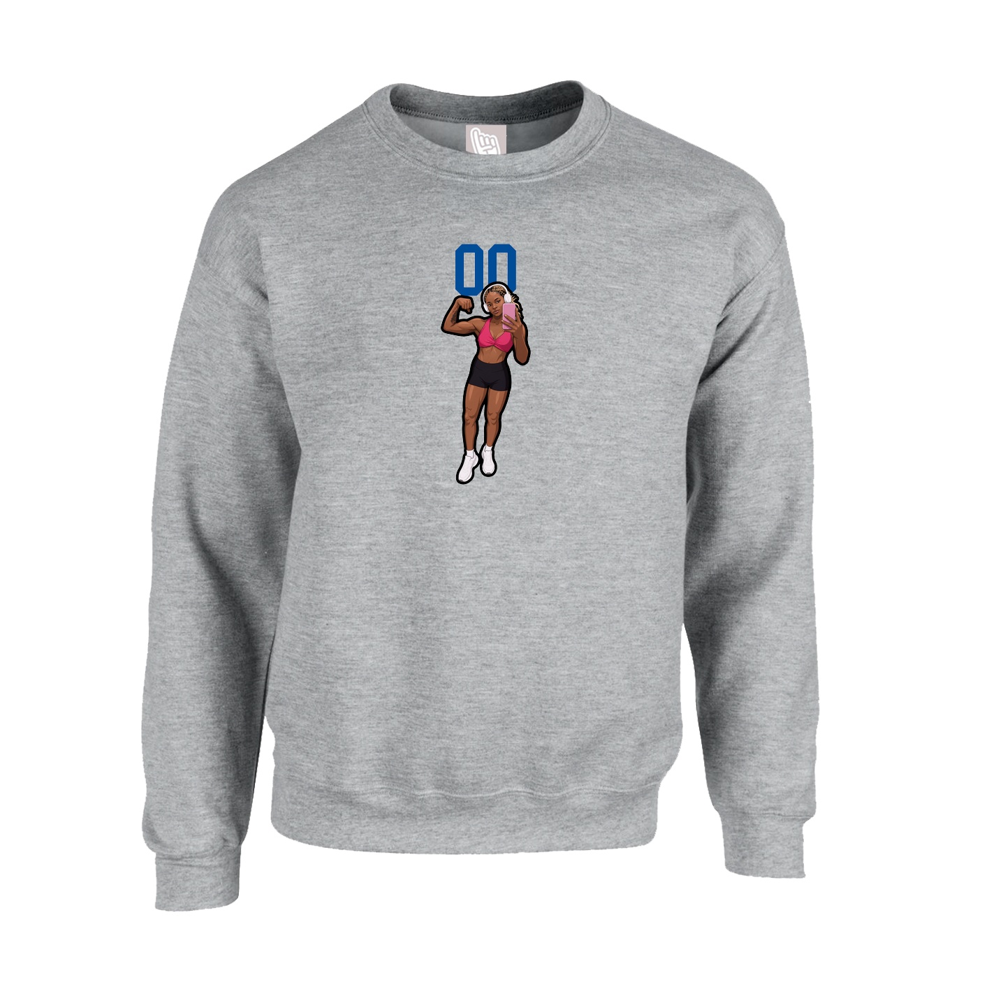Fleece Crew — Number Top in Grey