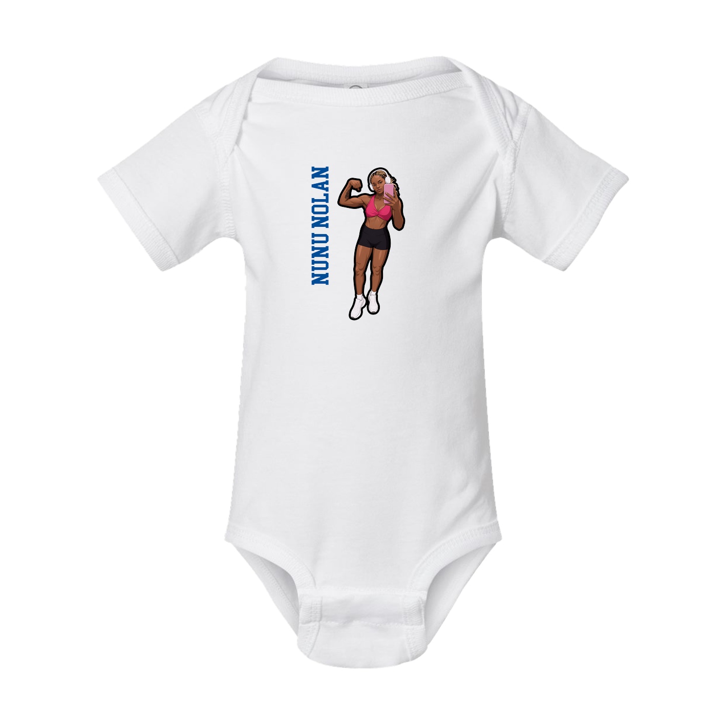 Baby Onesie — Name Vertical in White