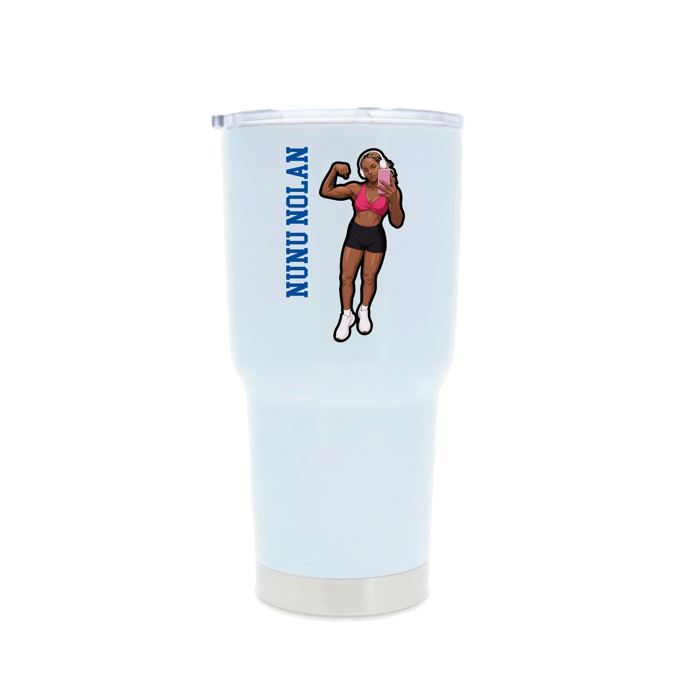 30oz Stainless Steel Tumbler — Name Vertical in White