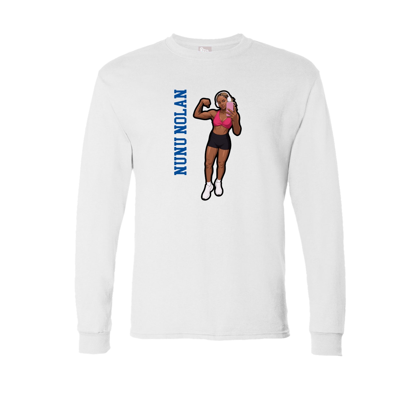 Long Sleeve Tee — Name Vertical in White