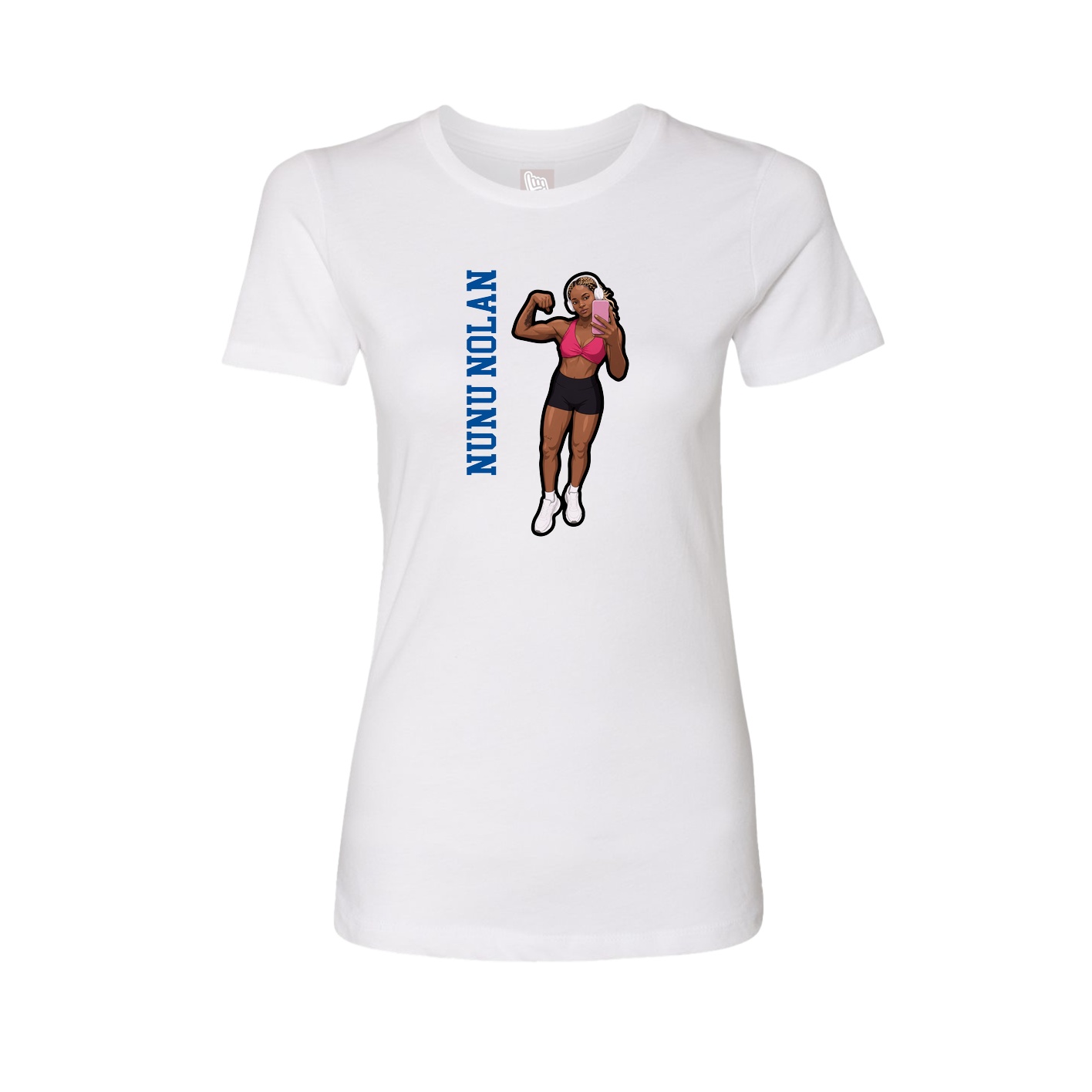 Fitted Women's Tee — Name Vertical in White