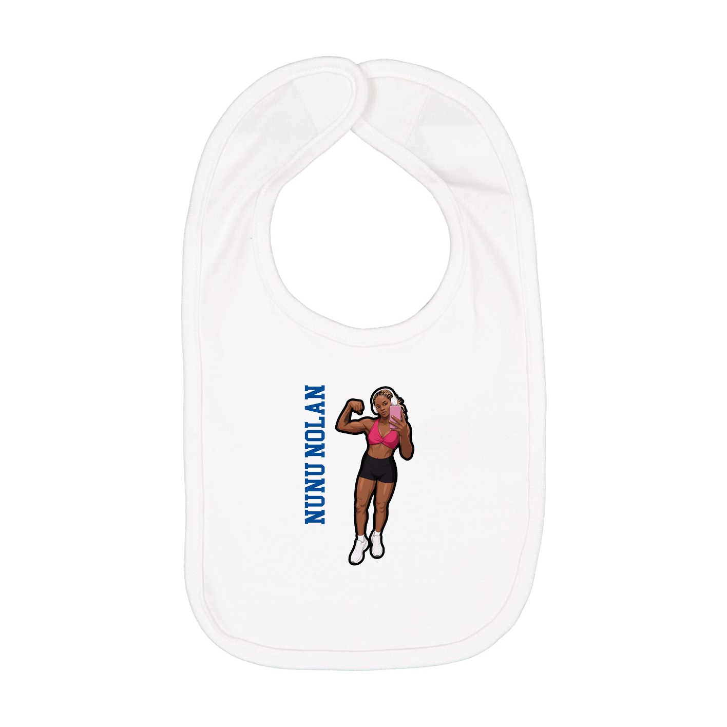 Infant Bib — Name Vertical in White