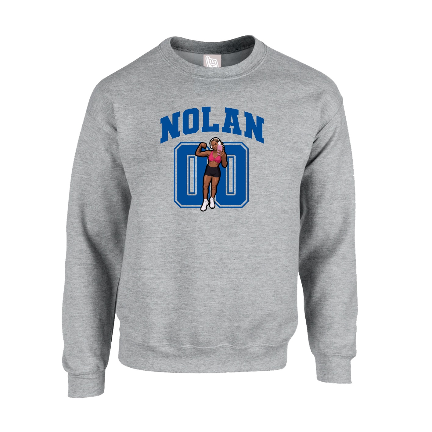 Fleece Crew — Number in Grey