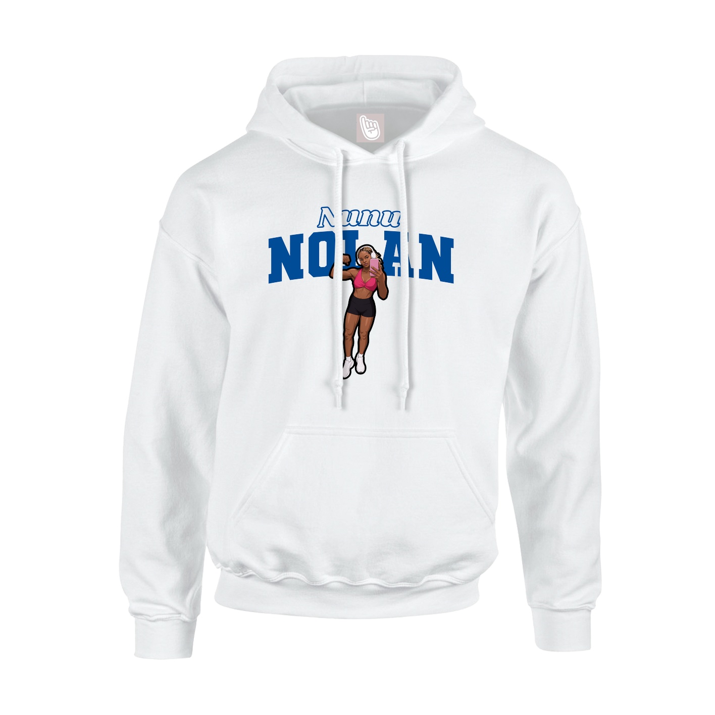 Youth Hoodie — Name Arch in White