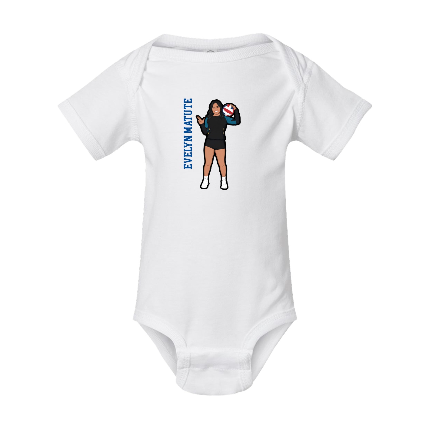 Baby Onesie — Name Vertical in White