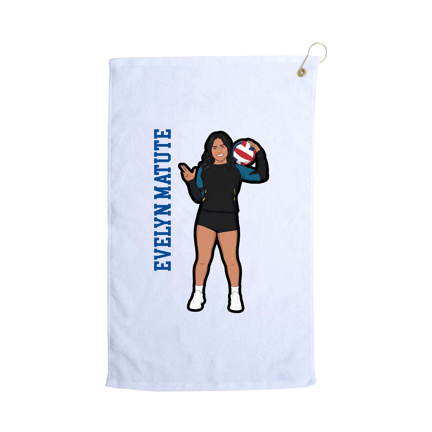 Golf Towel — Name Vertical in White