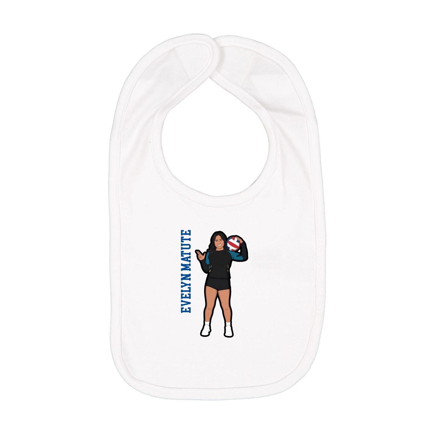 Infant Bib — Name Vertical in White