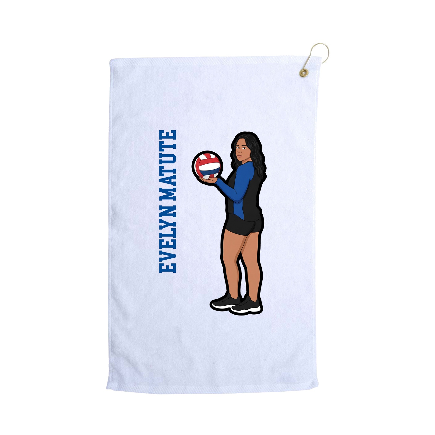 Golf Towel — Name Vertical in White