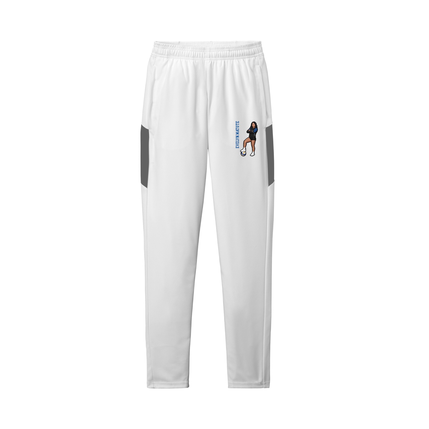 Team Travel Pant — Name Vertical in White/Grey