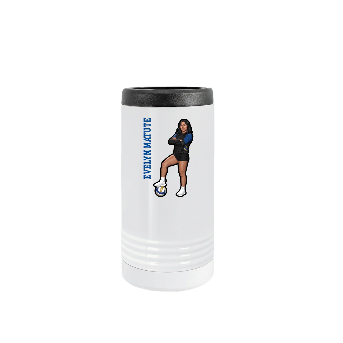 Slim Beverage Holder — Name Vertical in White