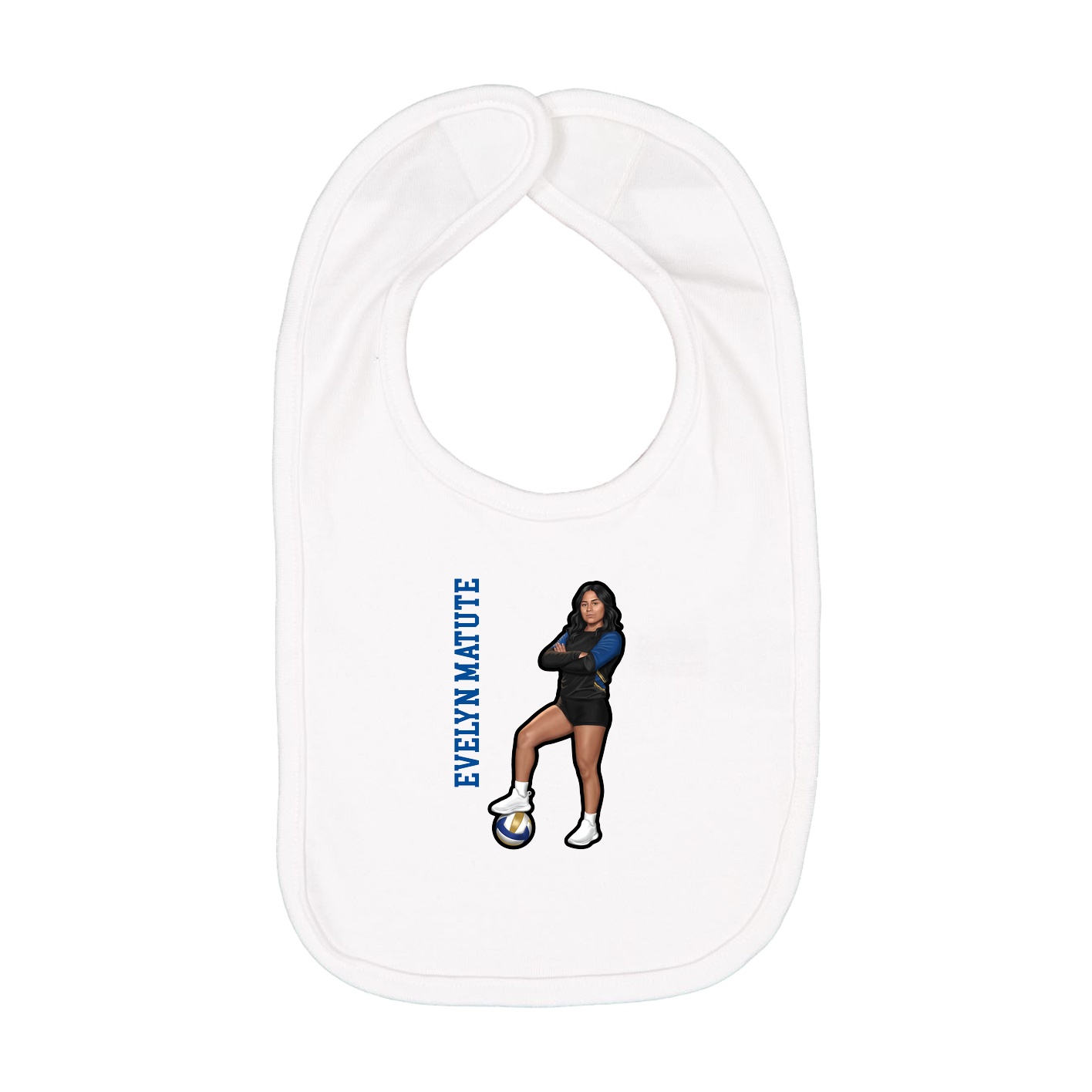 Infant Bib — Name Vertical in White