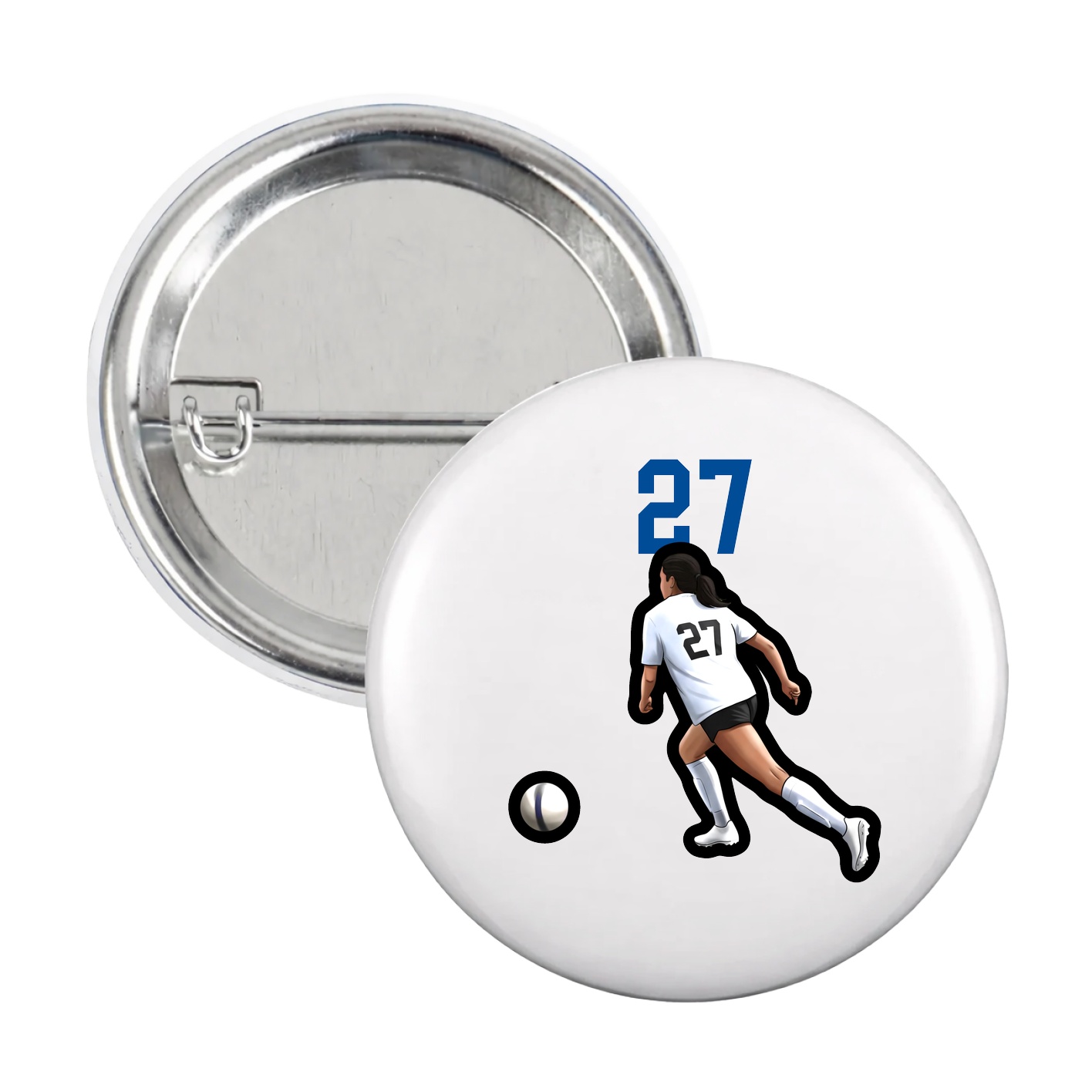 Game Day Button — Number Top in White