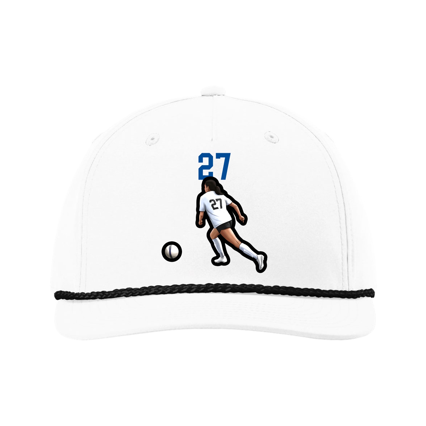Five-Panel Classic Rope Cap — Number Top in White