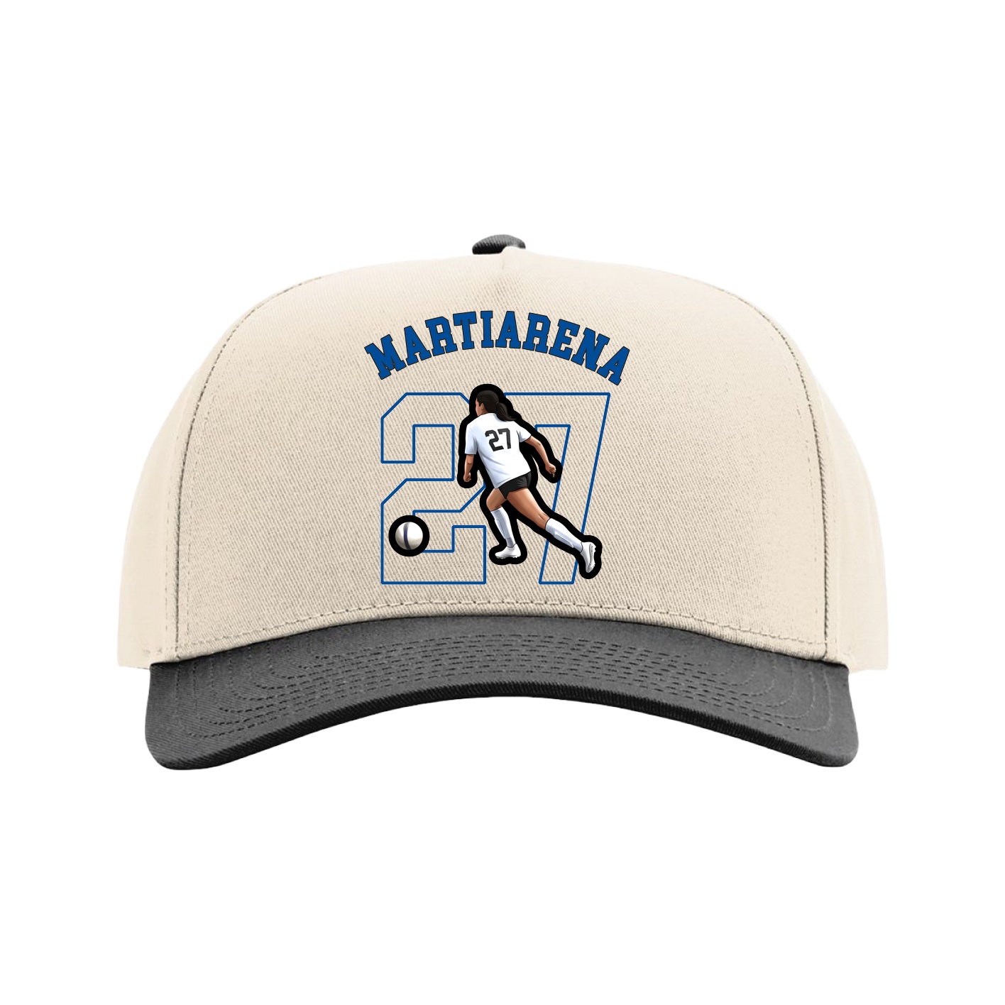 Full Fabric Five-Panel Champ Cap — Shirsey Arch in Cream/Black